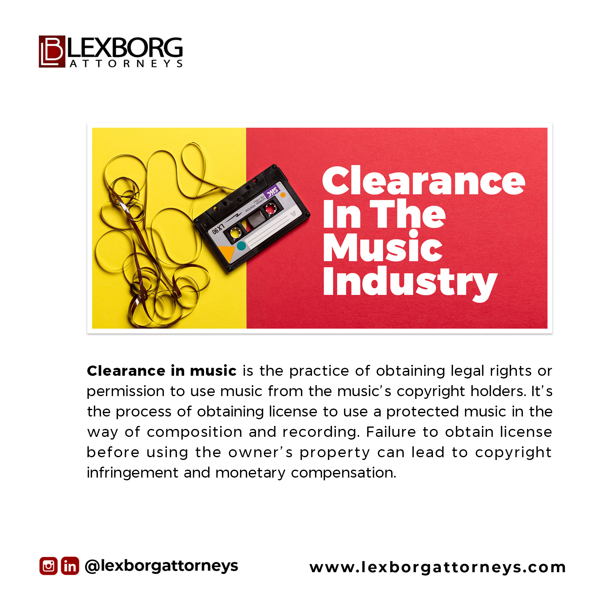 Check Sample Clear CLEARANCE IN THE MUSIC INDUSTRY - Lexborg Attorneys